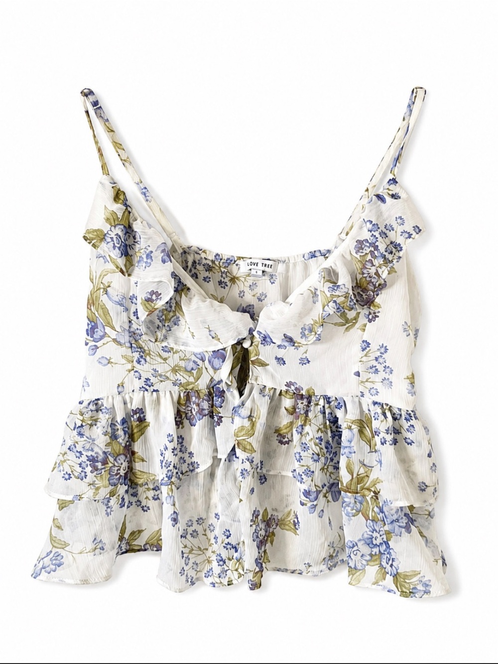 Love Tree Floral Ruffle Cami Top Cottagecore Fairy Boho Size Large